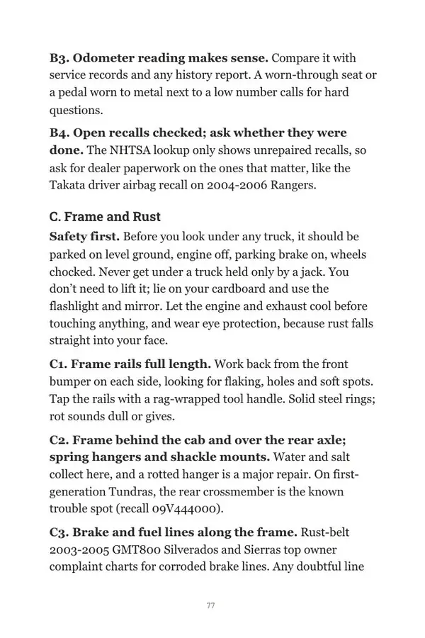 An inspection chapter page